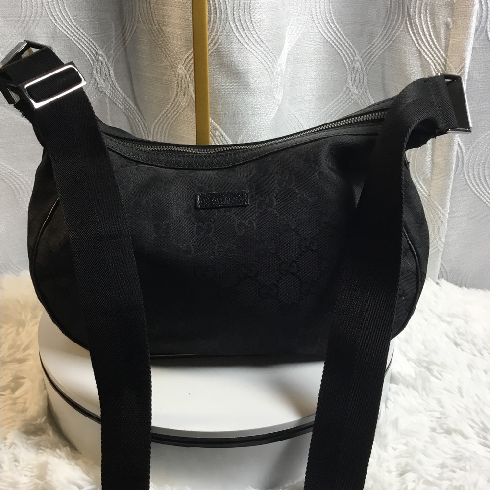 Gucci Black Monogram Crossbody Messenger Bag